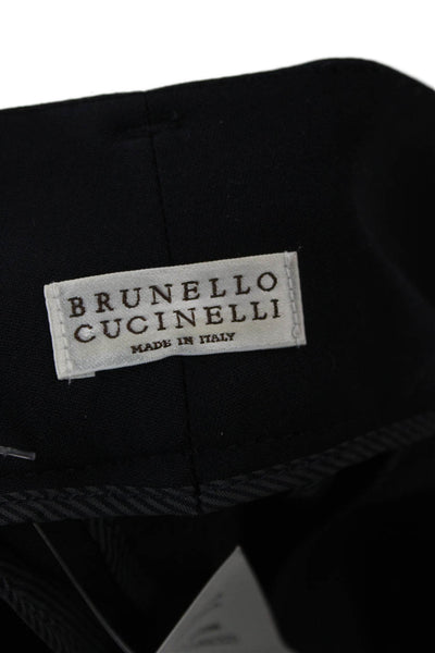 Brunello Cucinelli Women Ankle Dress Pants Black Virgin Wool Zip Size 12