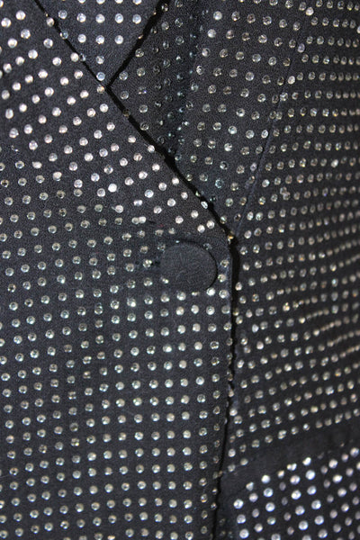 NBD Women Black Polka Dot V-Neck Button Long Sleeve Blazer Polyester Size XS