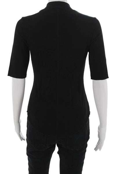 Lilla P Womens Basic Black Mock Neck Short Sleeve T Shirt Size XS