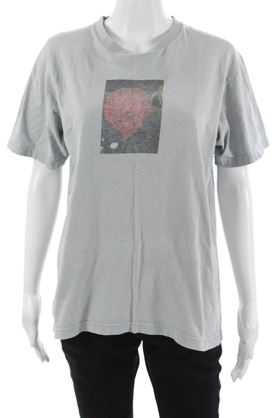 Supreme Mens Short Sleeve Crewneck Graphic Cotton T-Shirt Gray Art Size M