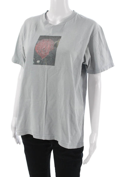 Supreme Mens Short Sleeve Crewneck Graphic Cotton T-Shirt Gray Art Size M