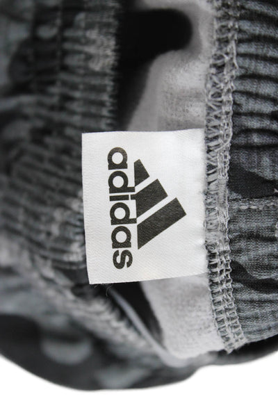 Adidas Boys Drawstring Logo Camouflage Knit Jogger Pants Gray Black Size 10-12