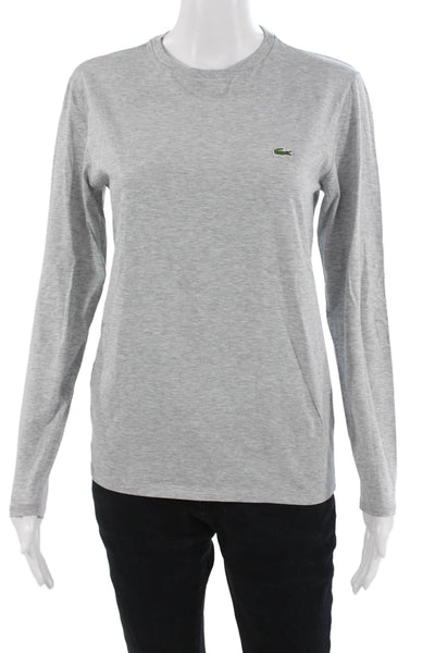 Lacoste Mens T-Shirt Gray Pima Cotton Crew Neck Long Sleeve Size XS