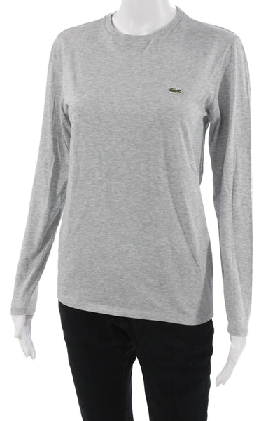 Lacoste Mens T-Shirt Gray Pima Cotton Crew Neck Long Sleeve Size XS