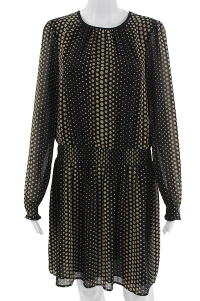 Michael Michael Kors Womens Blouson Polka Dot Dress Black Long Sleeve Size M