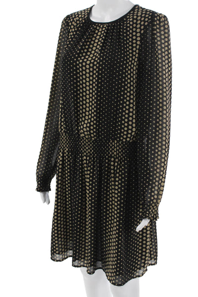 Michael Michael Kors Womens Blouson Polka Dot Dress Black Long Sleeve Size M