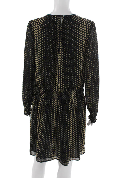 Michael Michael Kors Womens Blouson Polka Dot Dress Black Long Sleeve Size M