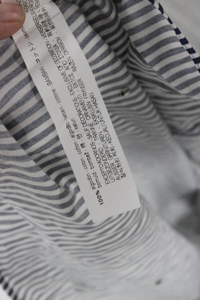 Zara Womens Basic Striped Blue Cotton Round Neck 3/4 Sleeve Blouse Size M