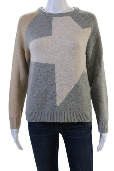 THML Unisex Beige Geometric Stars Pullover Sweater Crew Neck Size S