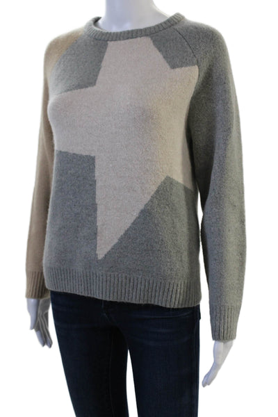 THML Unisex Beige Geometric Stars Pullover Sweater Crew Neck Size S