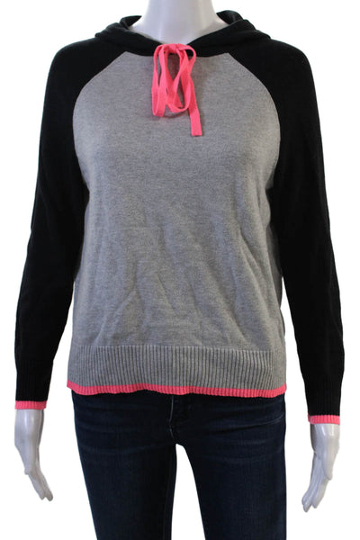 Central Park West Womens Pullover Hoodie Black Drawstring Solid Size XS