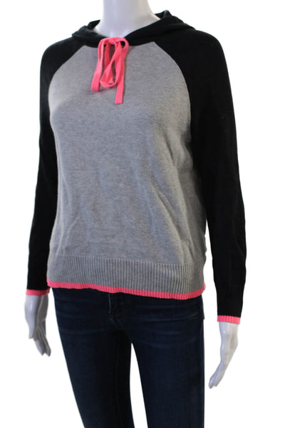 Central Park West Womens Pullover Hoodie Black Drawstring Solid Size XS