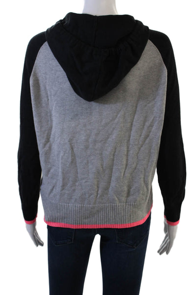 Central Park West Womens Pullover Hoodie Black Drawstring Solid Size XS