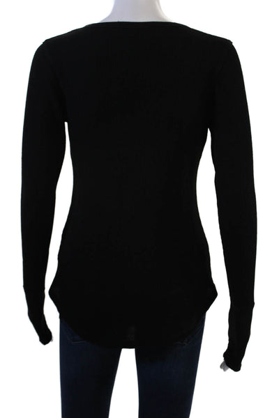six/fifty Womens Basic Button-Up Long Sleeve Black Stars Round Neck Size S