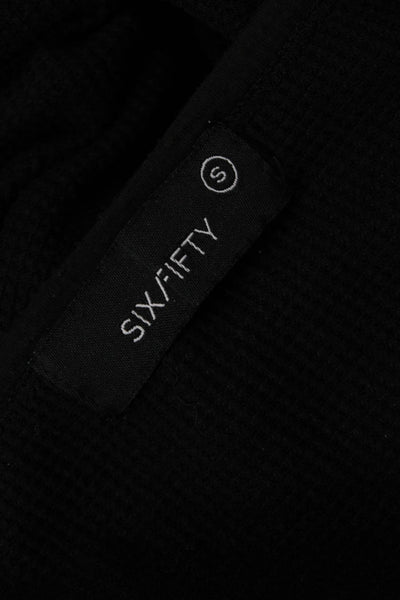 six/fifty Womens Basic Button-Up Long Sleeve Black Stars Round Neck Size S