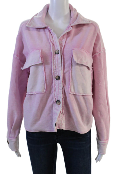 Fate. Womens Pink Cotton Collared Button Long Sleeve 90s Jacket Size S