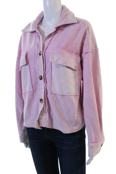 Fate. Womens Pink Cotton Collared Button Long Sleeve 90s Jacket Size S