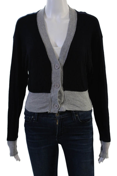 Michael Lauren Unisex Cardigan Black V Neck Long Sleeve Button Size XS