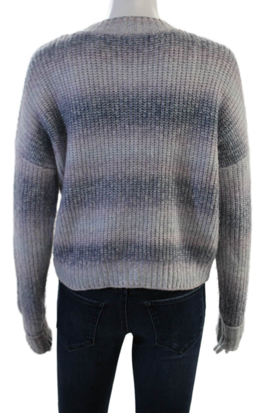 Aqua Unisex Gray Striped V-Neck Cardigan Sweater Button Long Sleeve Size XS