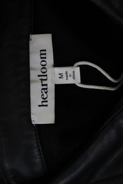 Heartloom Womens Mini Shirt Dress Black Collared Long Sleeve Buckle Size M