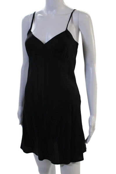 Nanette Lepore Womens Shirt Dress Black 3/4 Sleeve Button Round Neck Size 2