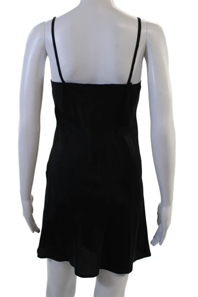 Nanette Lepore Womens Shirt Dress Black 3/4 Sleeve Button Round Neck Size 2