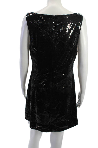 Michael Costello x Revolve Women Mini Shift Dress Black Square Neck Size L