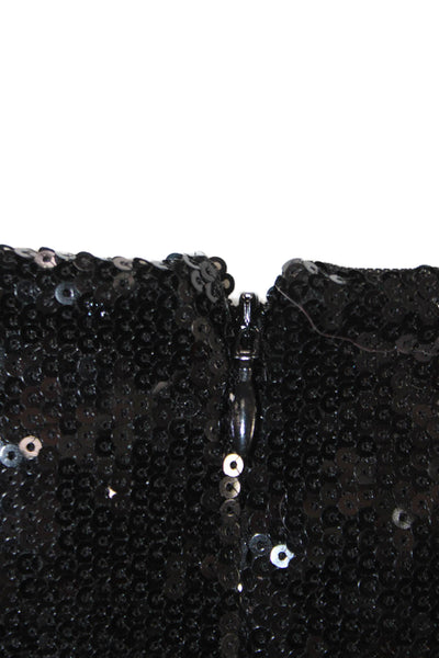 Michael Costello x Revolve Women Mini Shift Dress Black Square Neck Size L