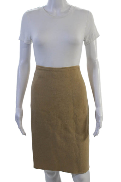 St. John Womens Wool Straight Pencil Skirt Beige Knee Length Size 8