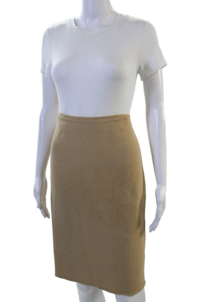 St. John Womens Wool Straight Pencil Skirt Beige Knee Length Size 8