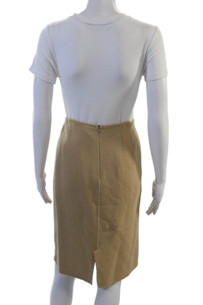 St. John Womens Wool Straight Pencil Skirt Beige Knee Length Size 8