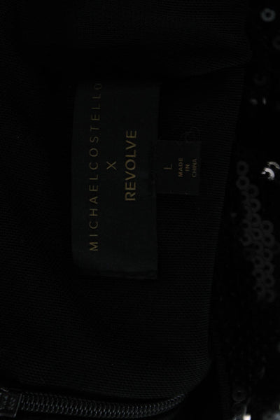 Michael Costello x Revolve Women Mini Shift Dress Black Square Neck Size L