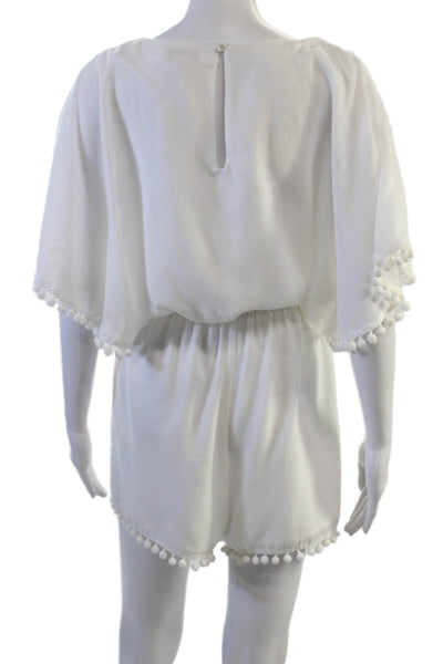 Red Carter Womens White V-Neck Polyester Jumpsuit Set-In Sleeve Size S