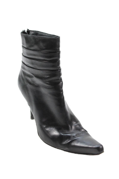 Stuart Weitzman Womens Back Zip Stiletto Pointed Toe Booties Black Size 8