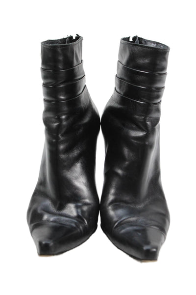Stuart Weitzman Womens Back Zip Stiletto Pointed Toe Booties Black Size 8