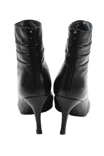 Stuart Weitzman Womens Back Zip Stiletto Pointed Toe Booties Black Size 8