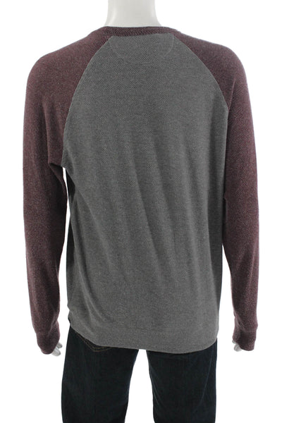 Faherty Mens Pullover Sweatshirt Gray Herringbone Crew Neck Size M