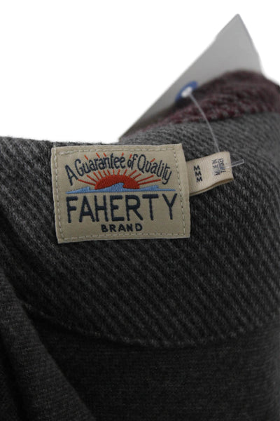 Faherty Mens Pullover Sweatshirt Gray Herringbone Crew Neck Size M