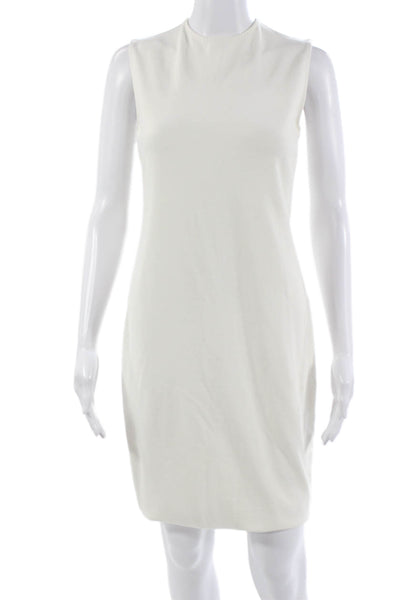 Vince Womens Sheath Shift Dress White Sleeveless Mock Neck Zip Size S