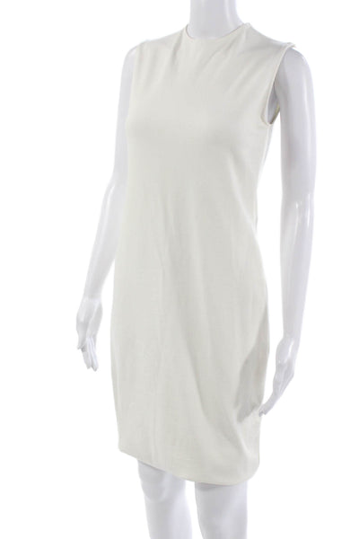 Vince Womens Sheath Shift Dress White Sleeveless Mock Neck Zip Size S