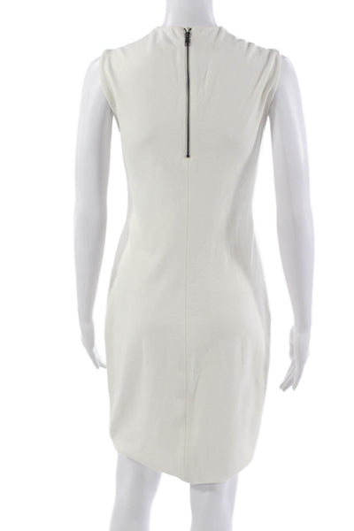 Vince Womens Sheath Shift Dress White Sleeveless Mock Neck Zip Size S