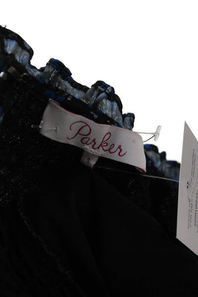 Parker Womens Fit & Flare Floral Black Long Sleeve High Neck Mini Dress Size S