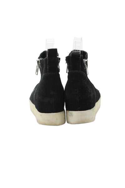 Steve Madden Womens Leather Double Zippered Wedgie Sneakers Black Size 7