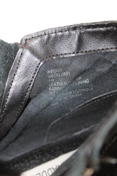 Steve Madden Womens Leather Double Zippered Wedgie Sneakers Black Size 7