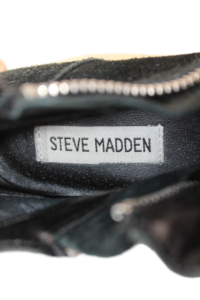 Steve Madden Womens Leather Double Zippered Wedgie Sneakers Black Size 7