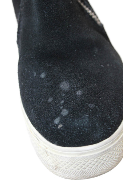 Steve Madden Womens Leather Double Zippered Wedgie Sneakers Black Size 7