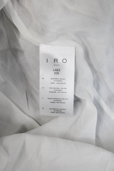 IRO Women Wrap Dress White Leopard Vneck Sleeveless Mini Silk Blend Zip Size 36