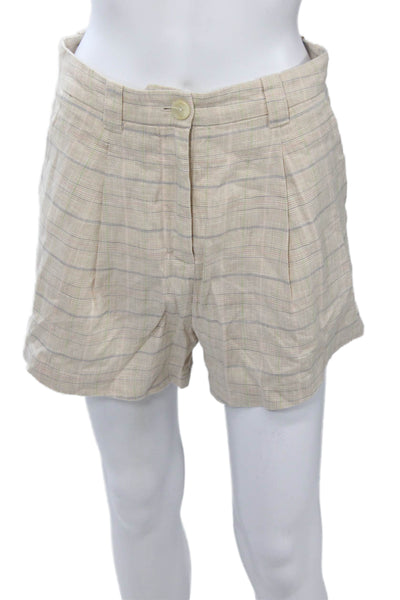 Rails Unisex Chino Shorts Beige Plaid Button Closure Size 4
