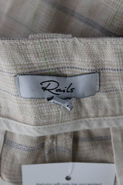 Rails Unisex Chino Shorts Beige Plaid Button Closure Size 4