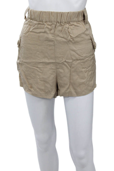 Heartloom Unisex Cargo Shorts Beige 100% Lyocell Army Button Size M